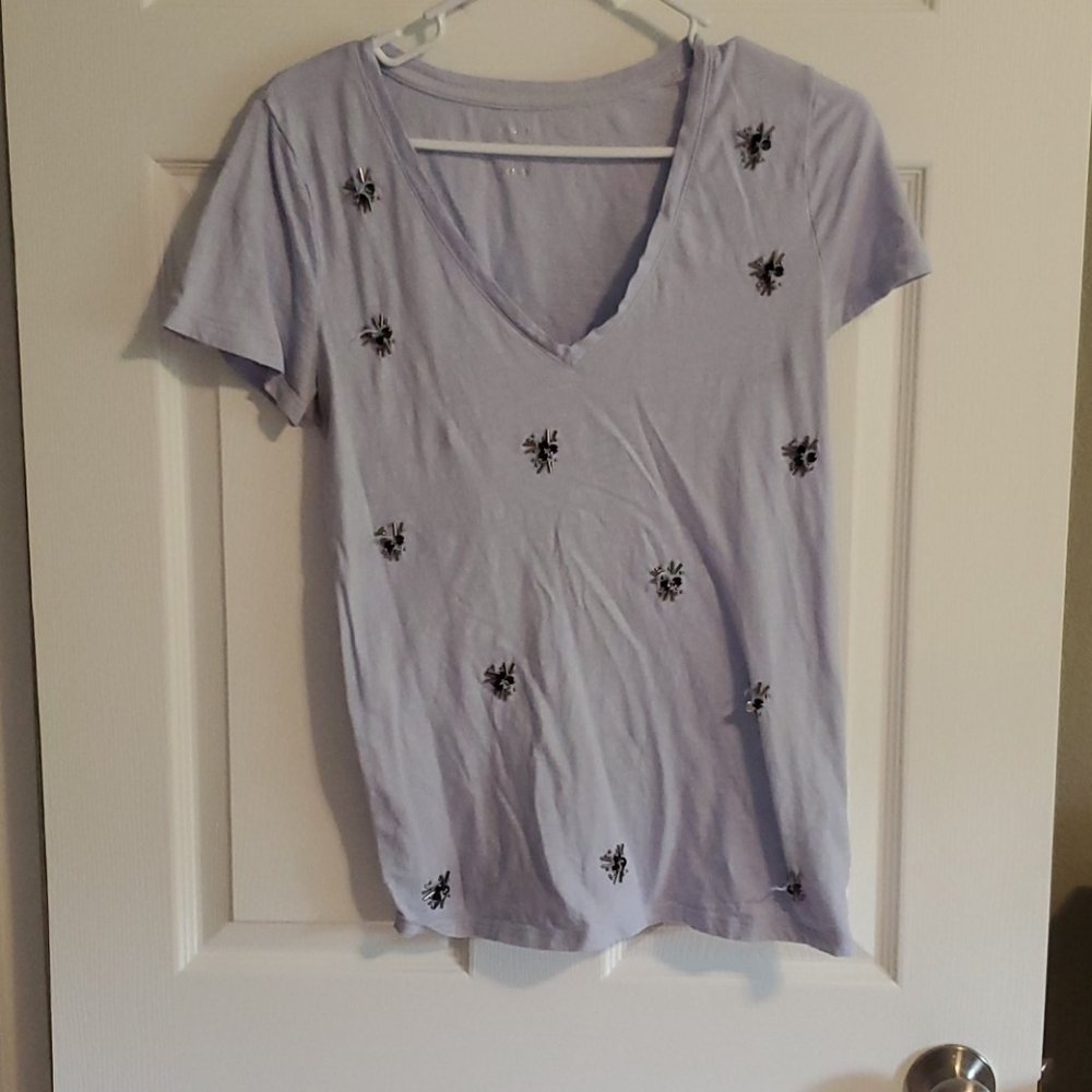 Embellished light blue T-shirt